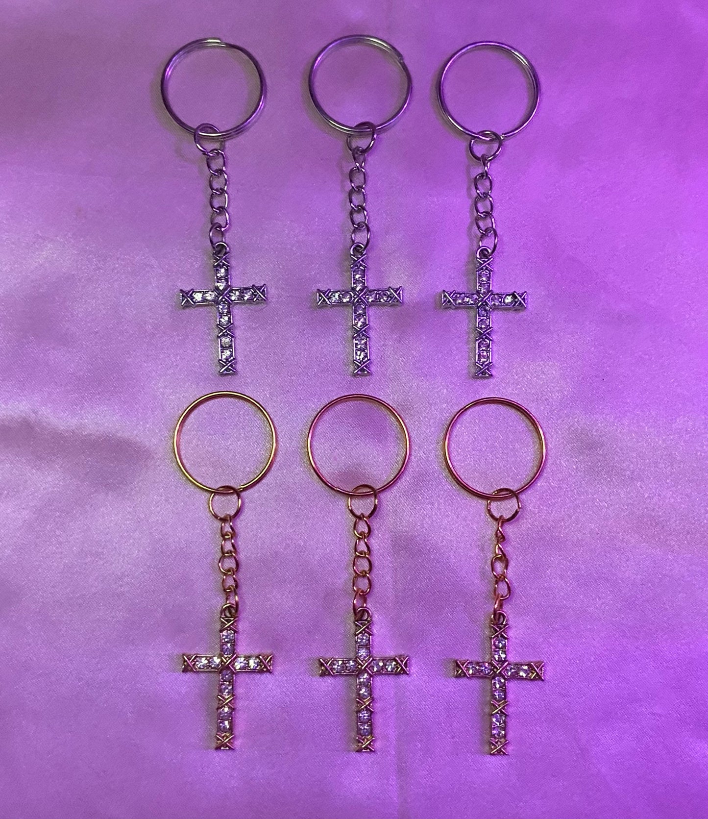 Rhinestone Cross keychain