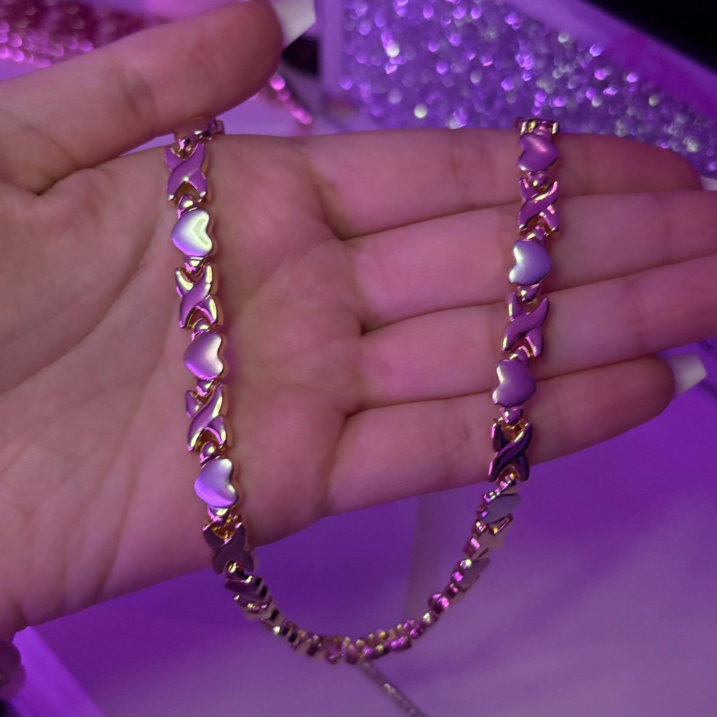 Xoxo Colorful Gold Chain Necklace