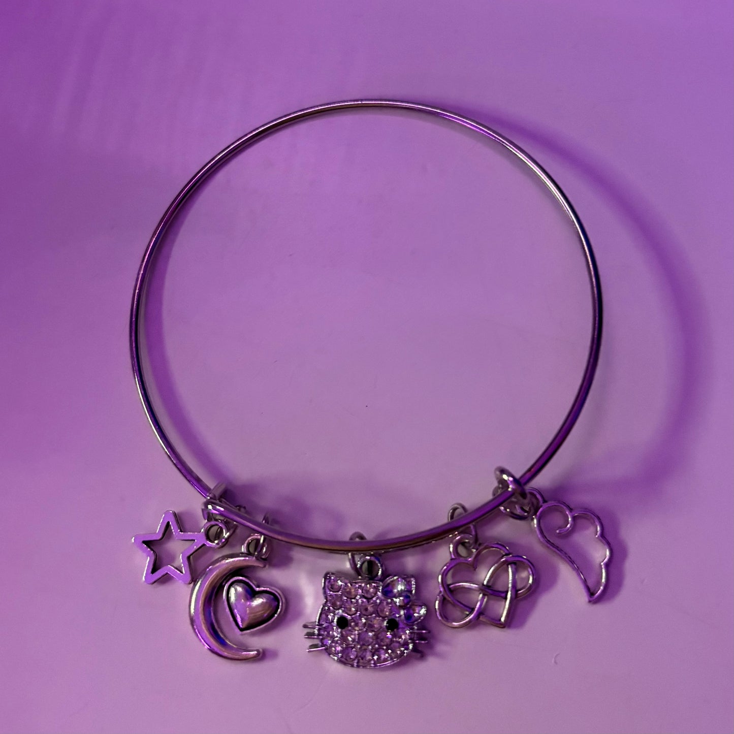 Dreamy Hello Kitty Silver Bangle Charm bracelet