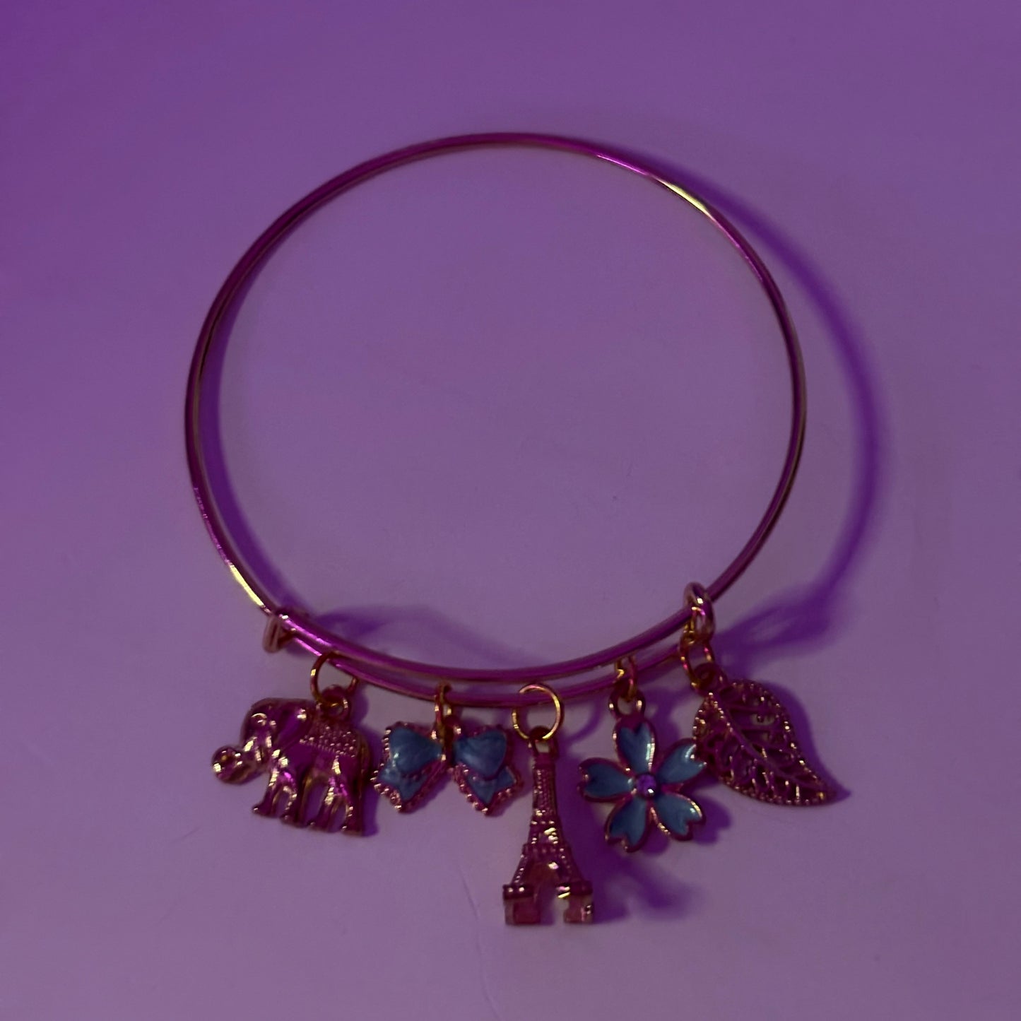 Paris Gold Bangle Charm Bracelet
