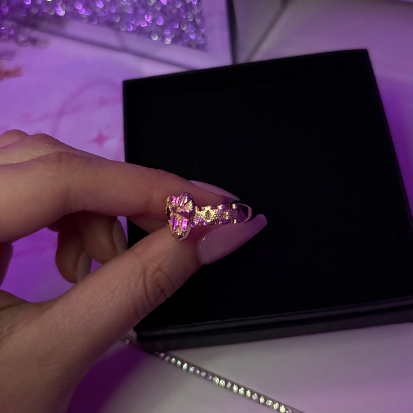 Gold Heart Nugget Ring