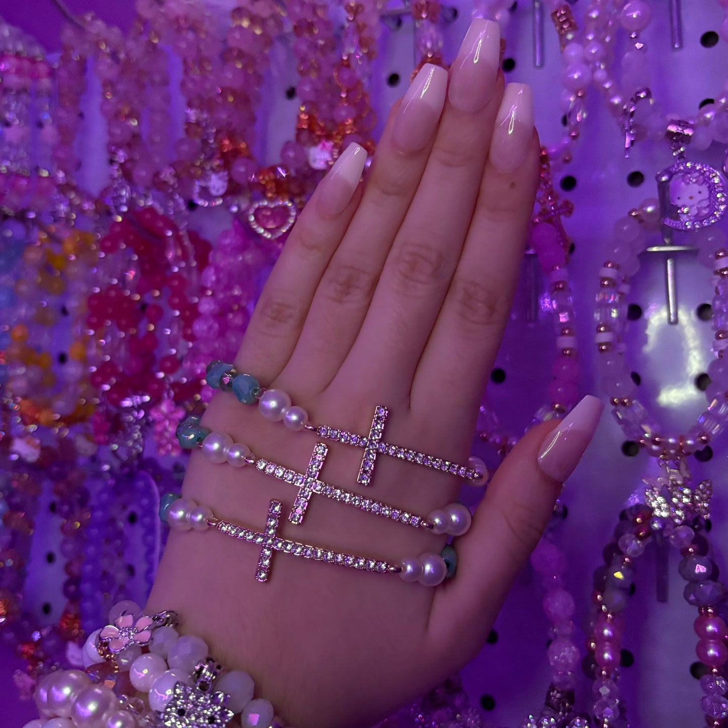 Tropical Jade Green Rhinestone Cross