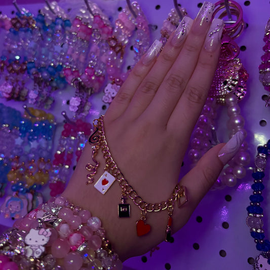 Harley Quinn themed Gold Charm bracelet