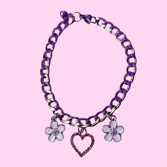 Pink Heart White Flowers