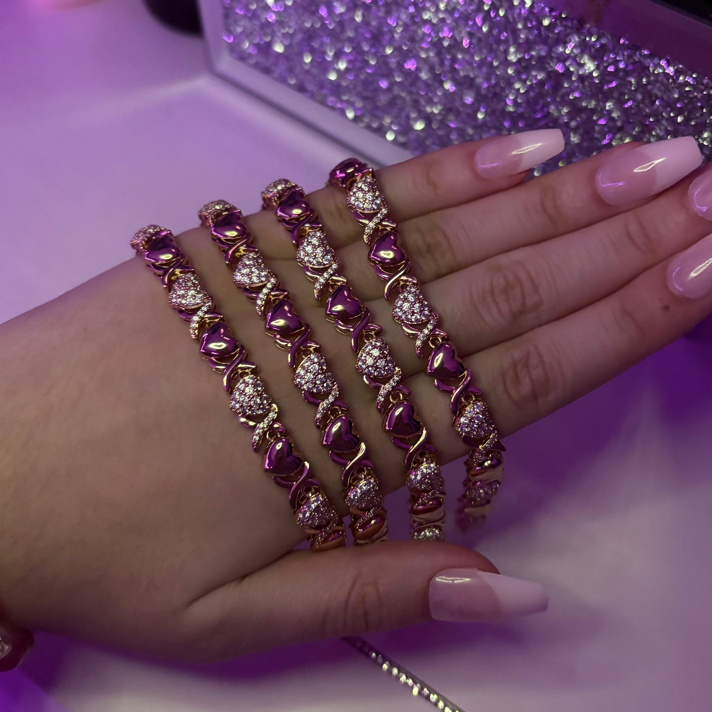 Xoxo Rhinestone Chain Bracelet