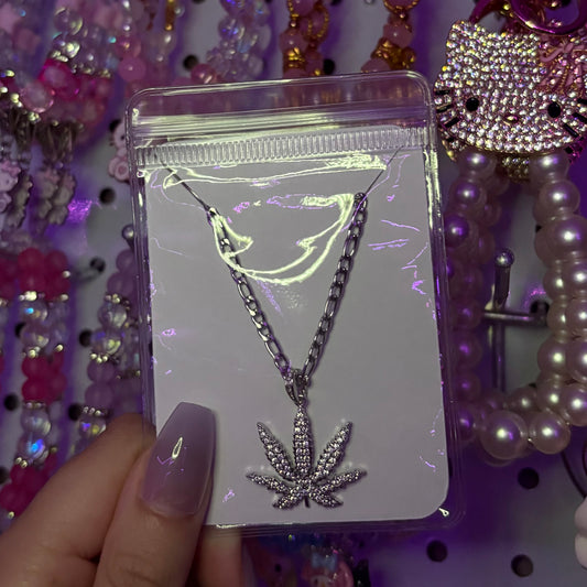 Rhinestone Cannabis necklace