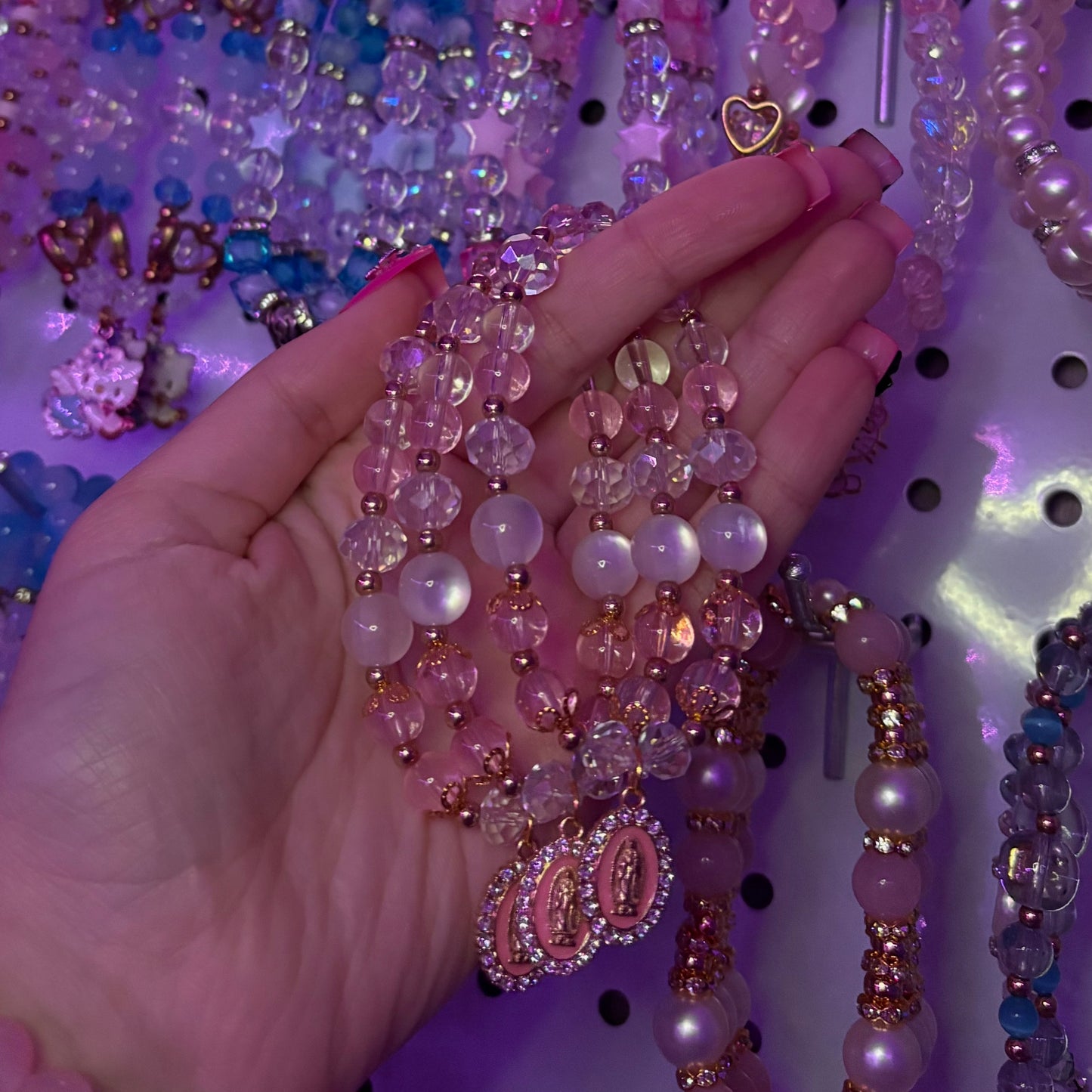 Crystal Pink Virgin Mary