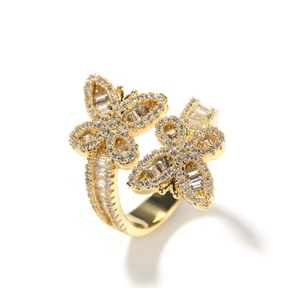 Blinged Out Butterfly Adjustable Ring