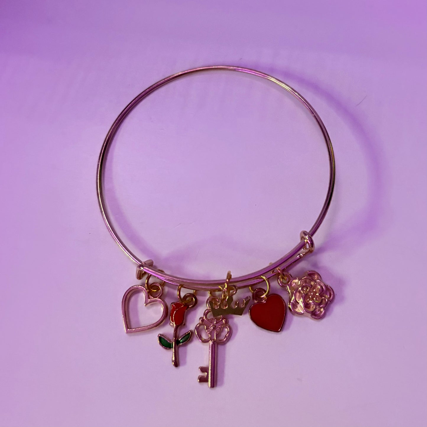 Beauty and the Beast inspired Gold Bangle Charm bracelet
