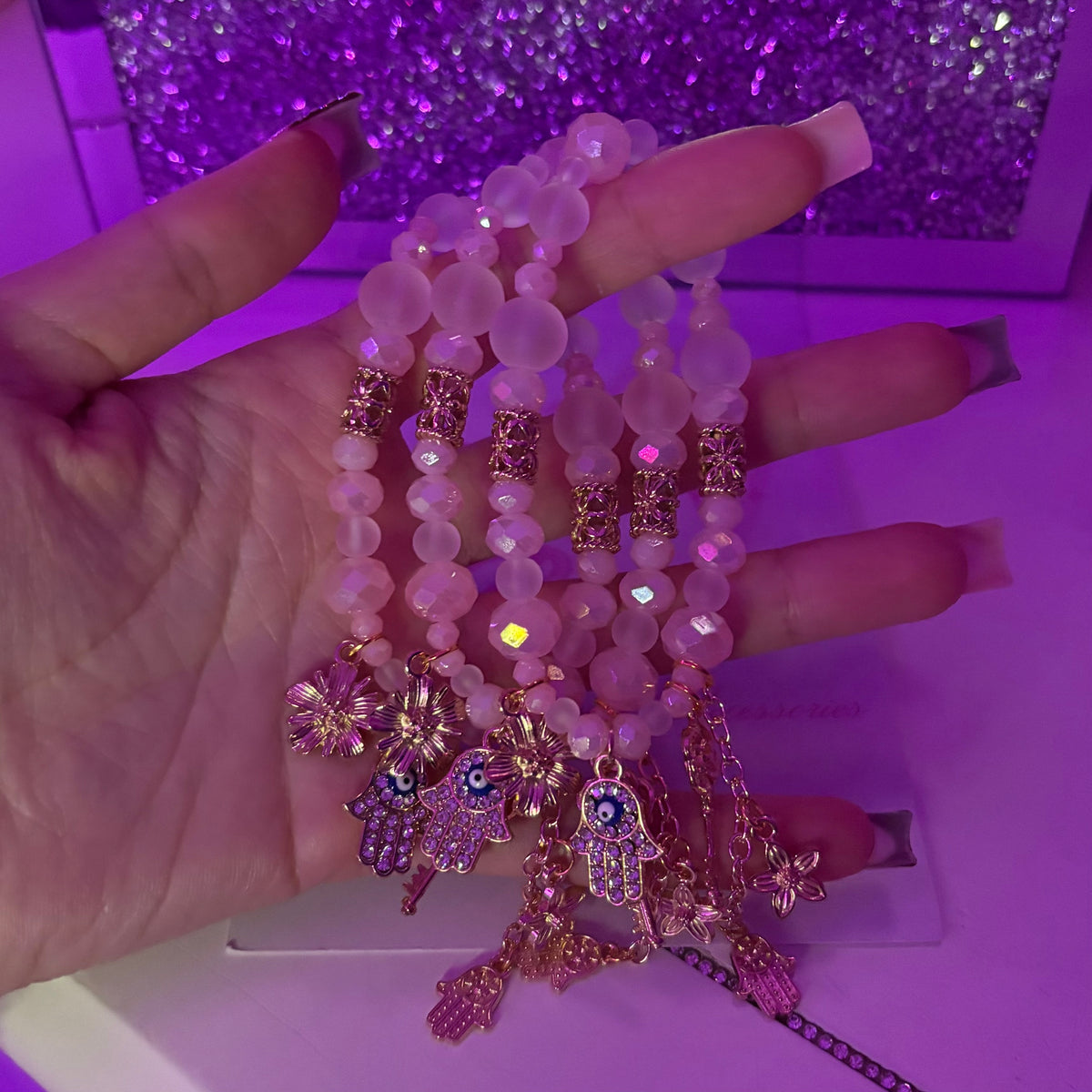 Mal de Ojo Pink Charm Bracelet