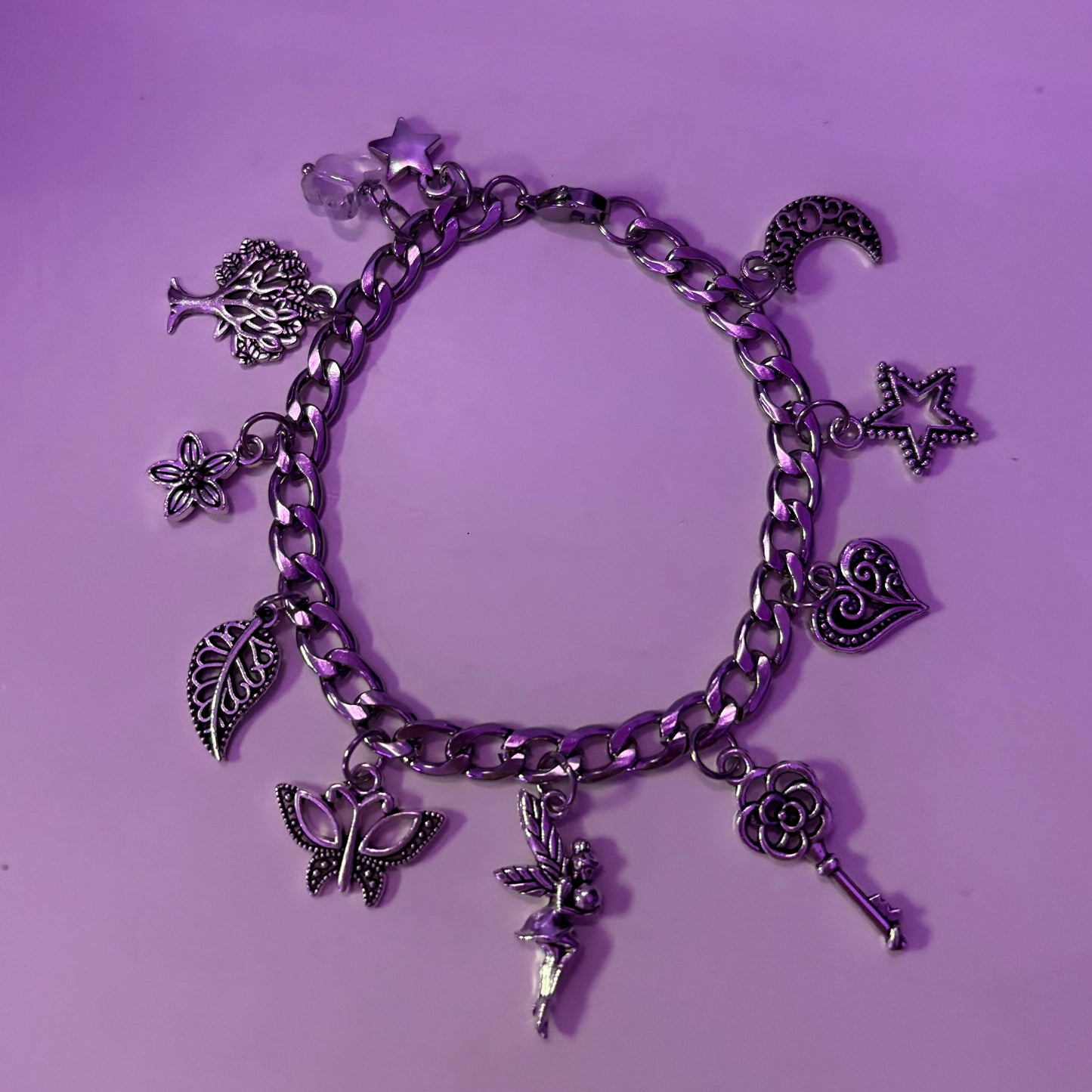 Tinker Bell themed Silver Charm bracelet