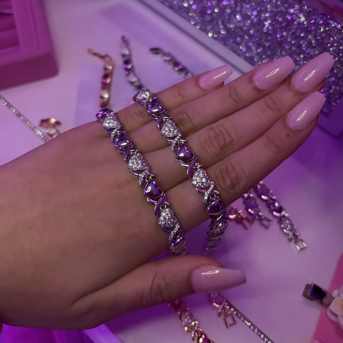 Xoxo Rhinestone Chain Bracelet