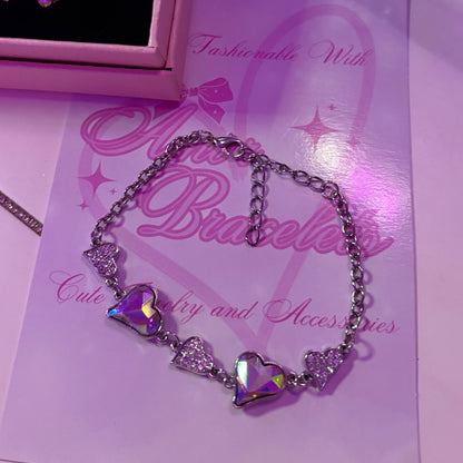 Blinged-Out Butterfly Necklace and Heart Bracelet bundle