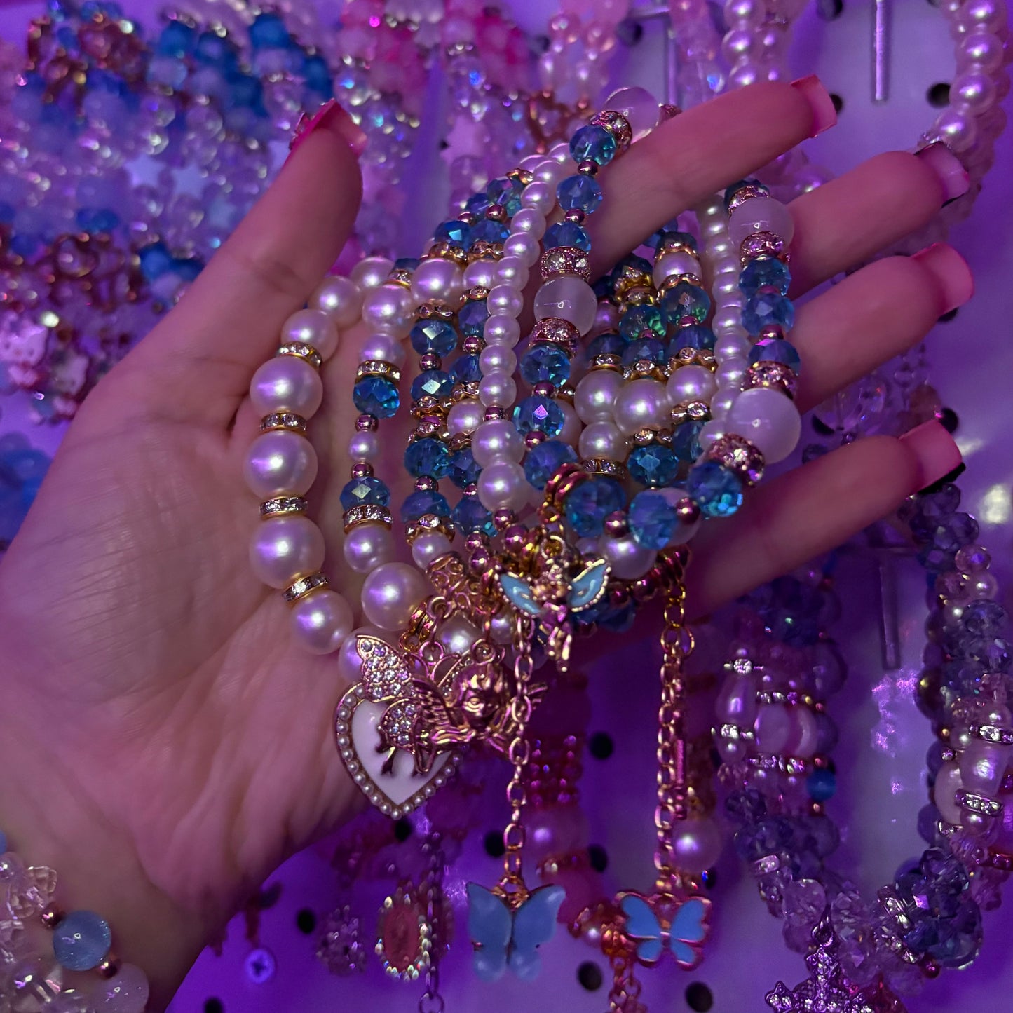 Butterfly Angel Blue bracelet stack