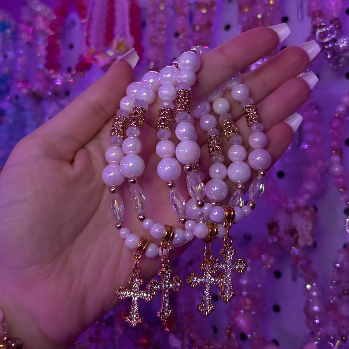 Ethereal Pink Gold Cross