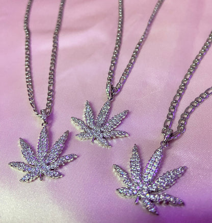 Rhinestone Cannabis necklace