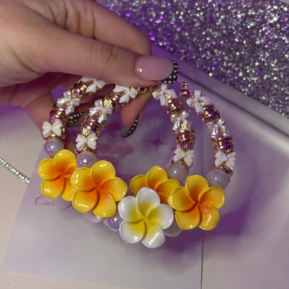 Tropical Flower Gold Junky Earrings