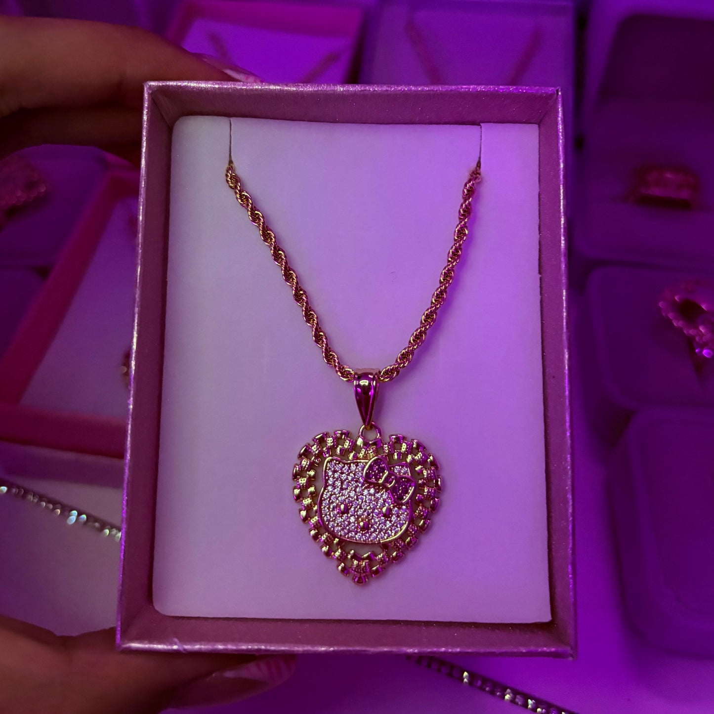 Blinged Out Hello Kitty Gold Necklace