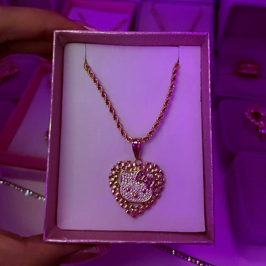 Blinged Out Hello Kitty Gold Necklace