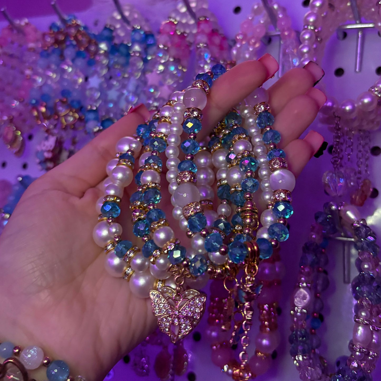 Butterfly Angel Blue bracelet stack