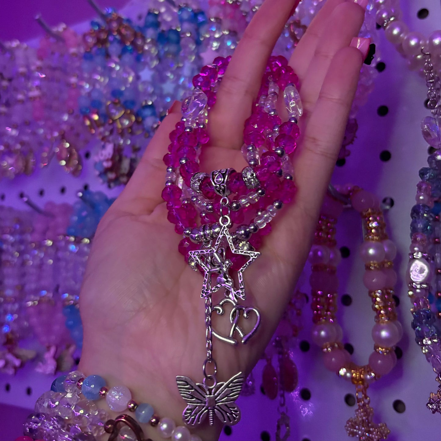 Hot Pink bracelet stack