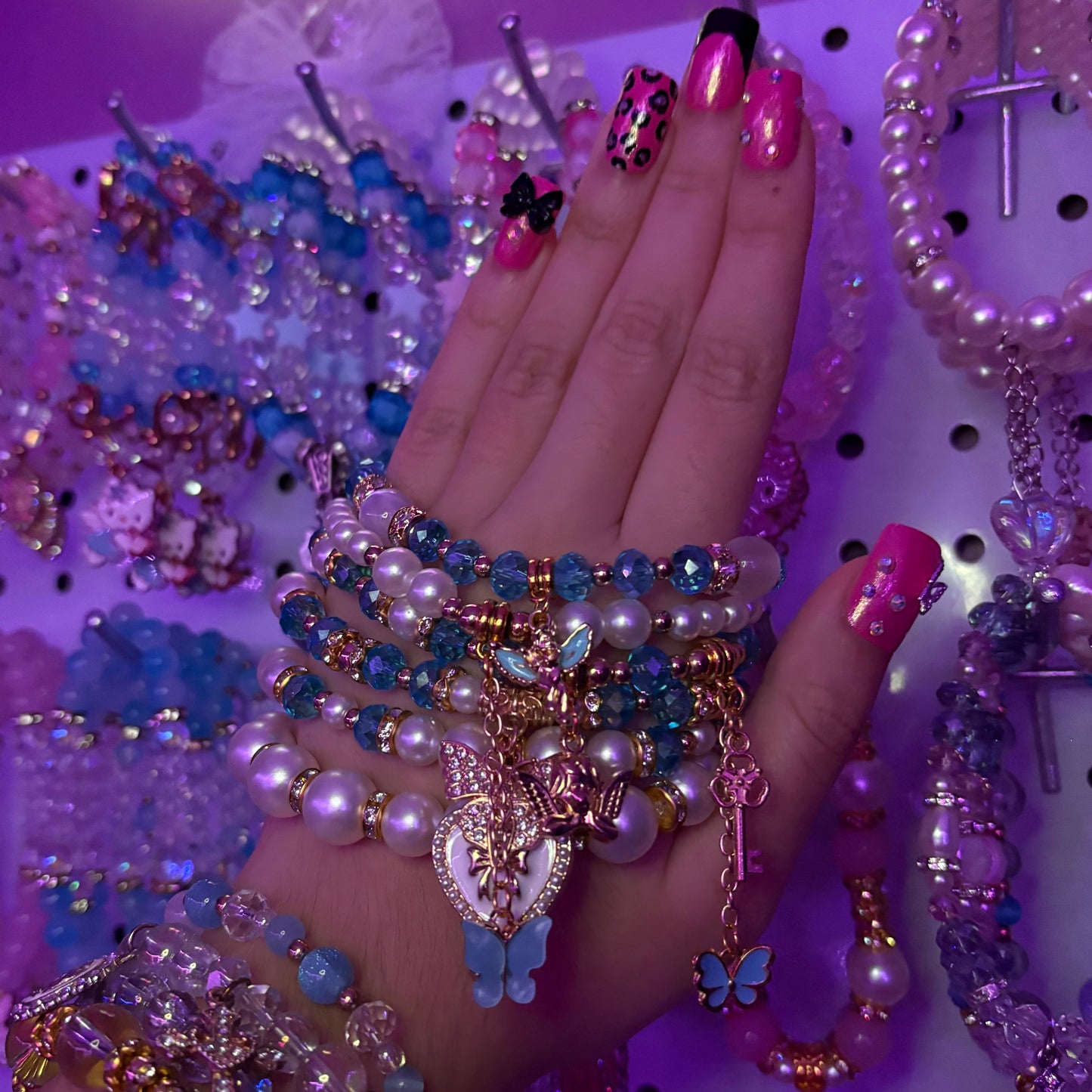 Butterfly Angel Blue bracelet stack