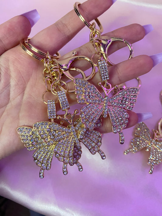 Blinged out butterfly purse charm