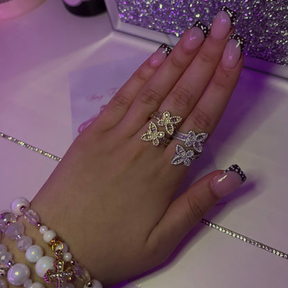 Blinged Out Butterfly Adjustable Ring