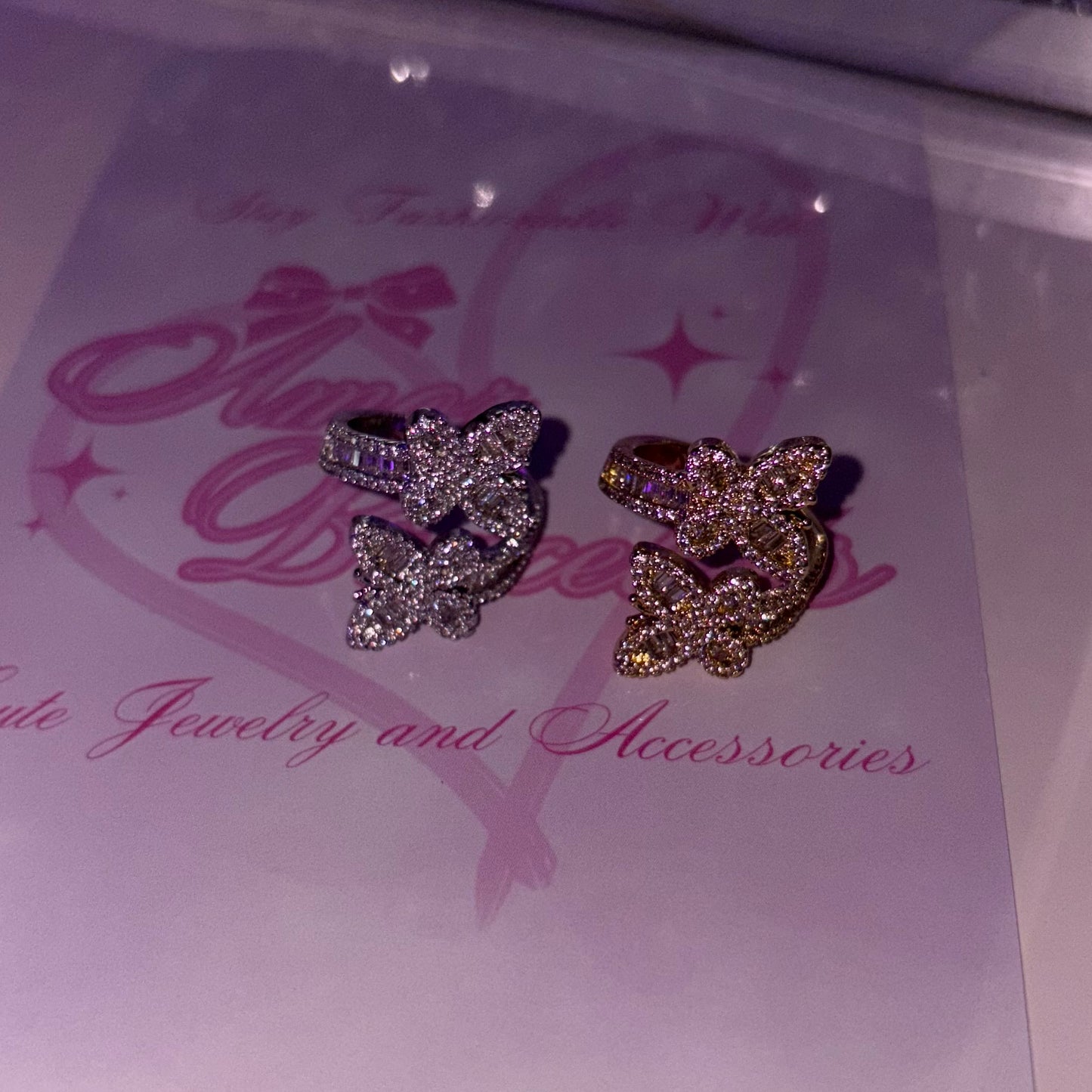 Blinged Out Butterfly Adjustable Ring