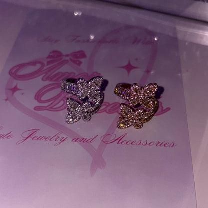 Blinged Out Butterfly Adjustable Ring