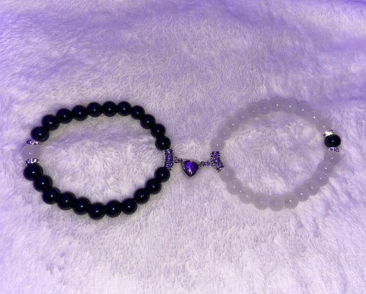 Black and white Magnetic heart bracelets