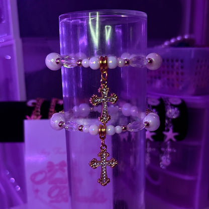 Ethereal Pink Gold Cross