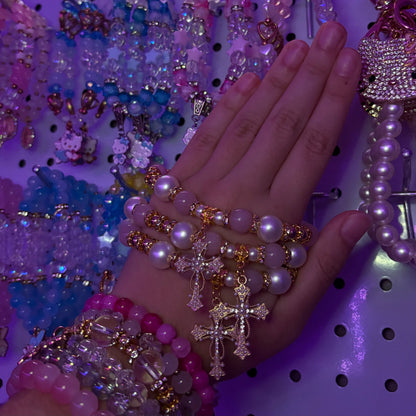 Pearl and Rhinestone Gold Cross