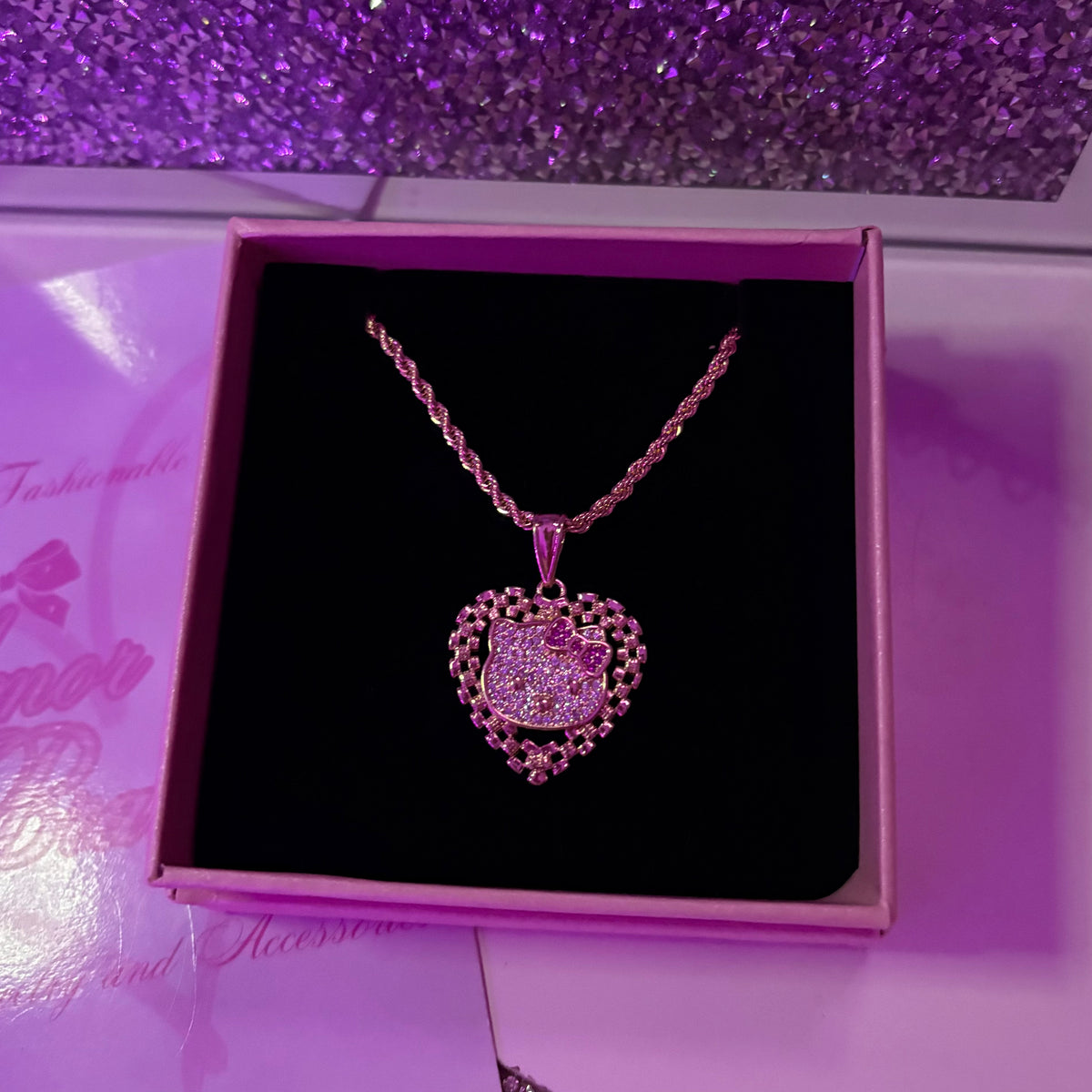 Blinged-Out Hello Kitty Gold Necklace