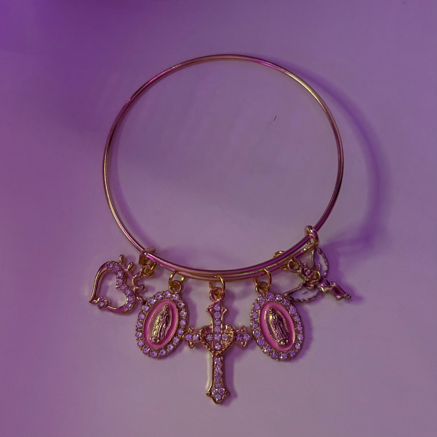 Cross with Pink Virgin Mary’s