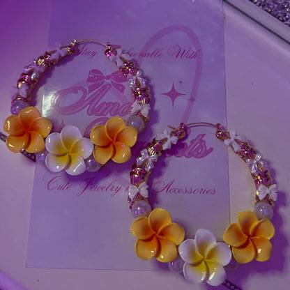 Tropical Flower Gold Junky Earrings