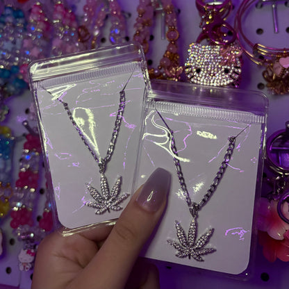 Rhinestone Cannabis necklace