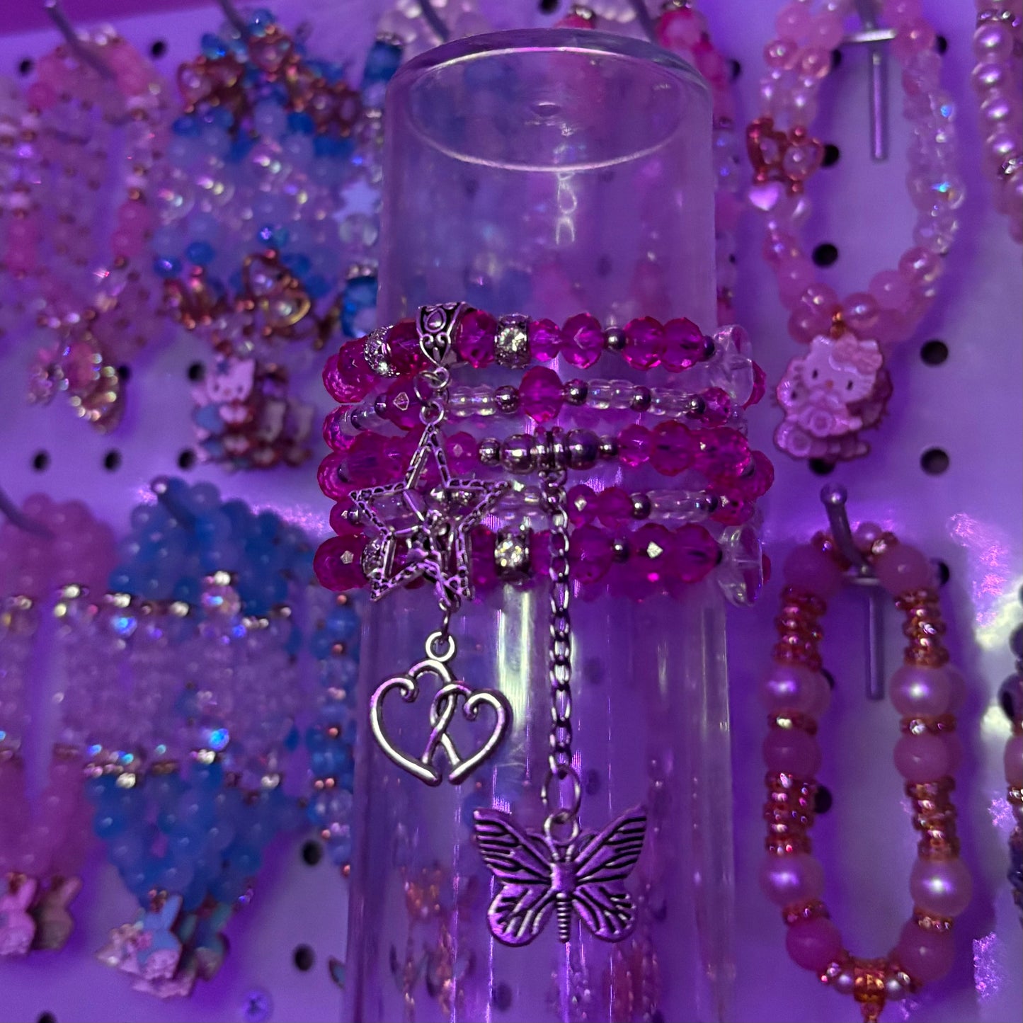 Hot Pink bracelet stack