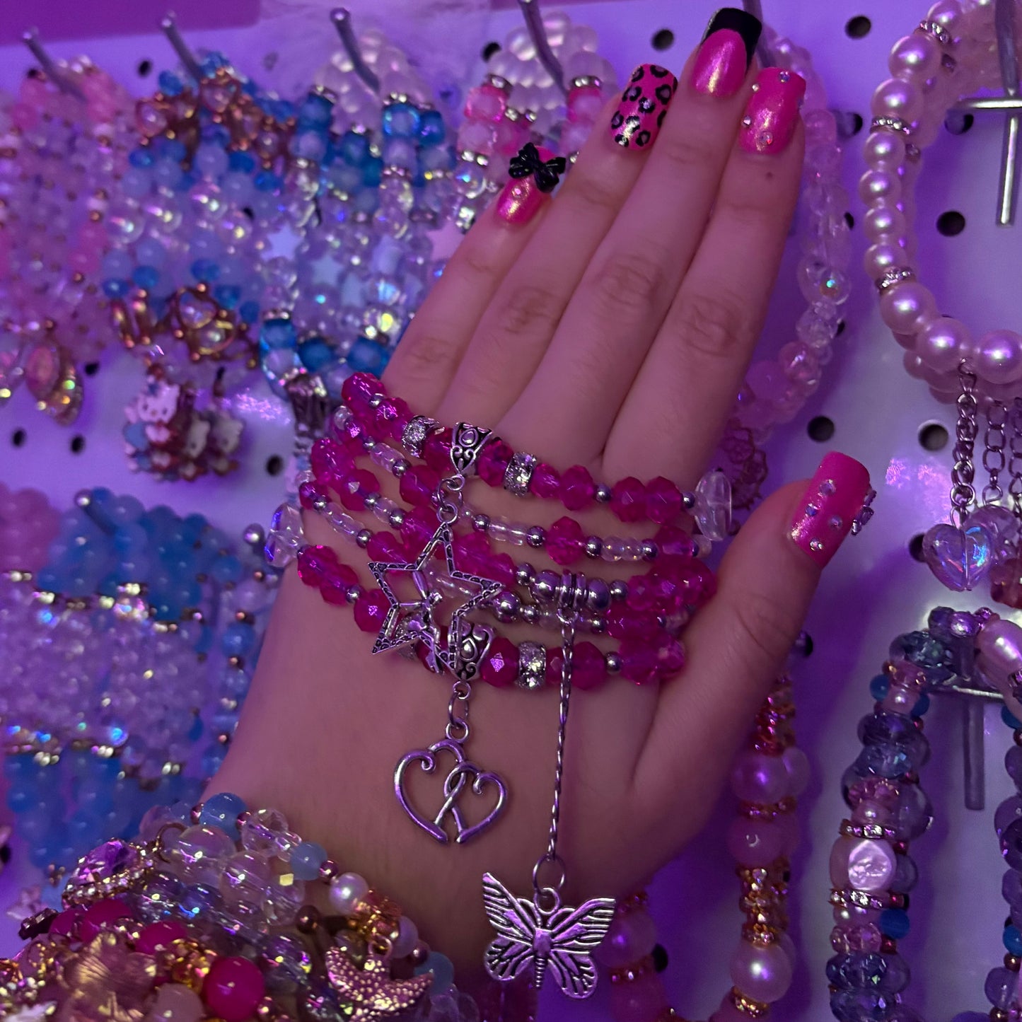 Hot Pink bracelet stack