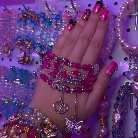 Hot Pink bracelet stack