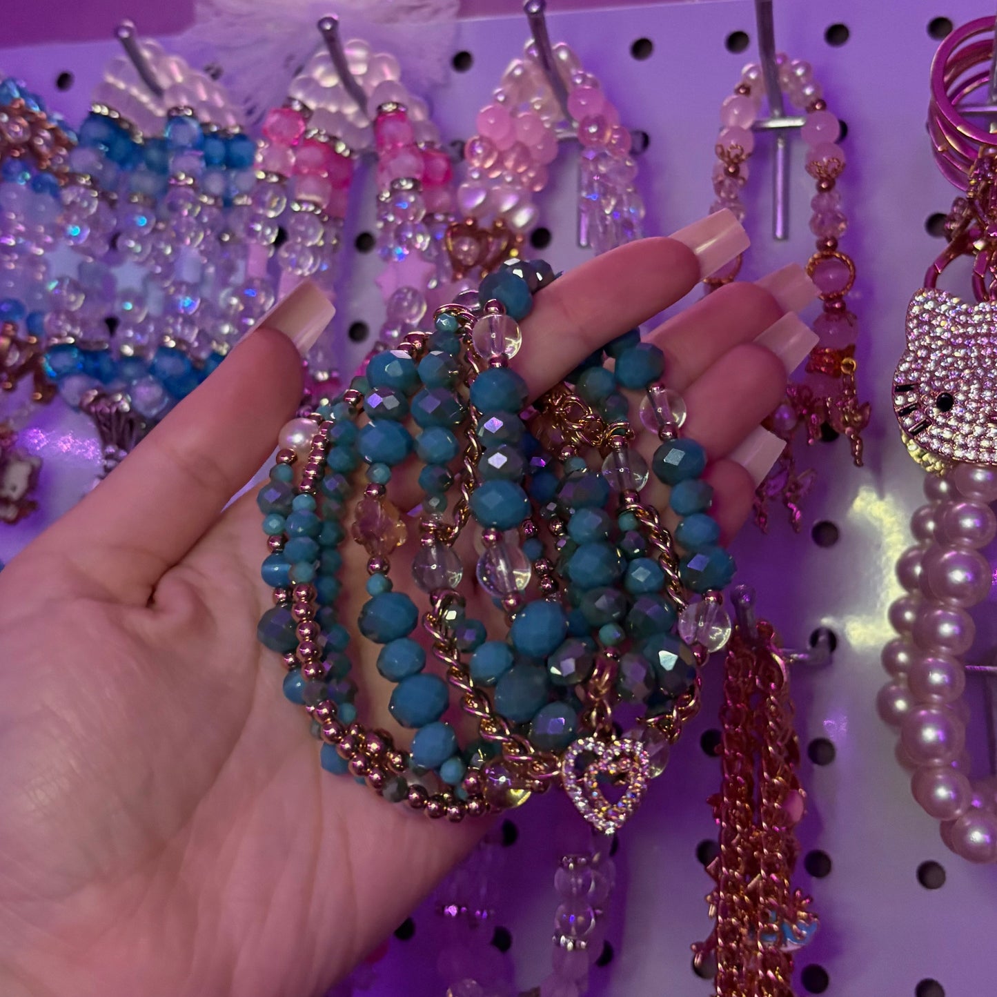 Aqua Beaded Bracelet Stack