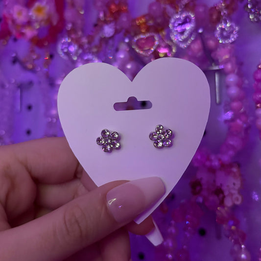 Blinged Out Flower Earrings