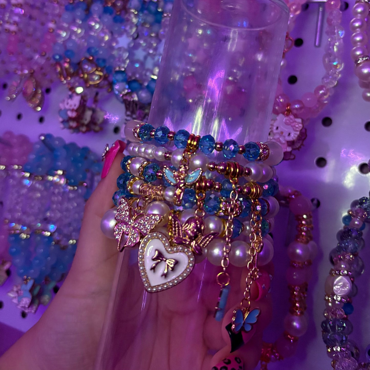 Butterfly Angel Blue bracelet stack