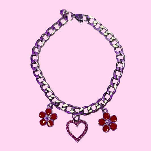 Pink Heart Red Flowers