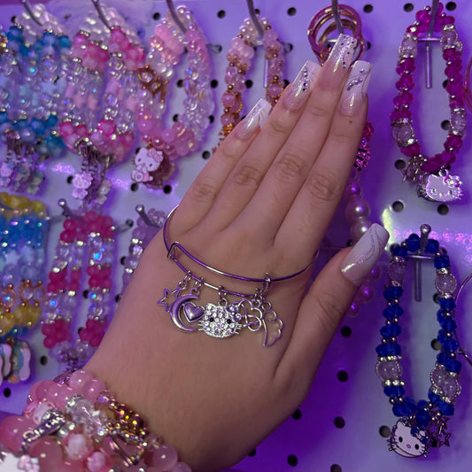 Dreamy Hello Kitty Silver Bangle Charm bracelet