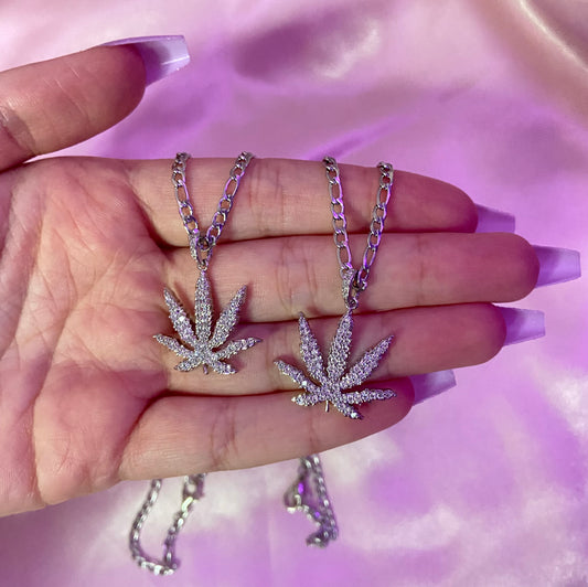 Rhinestone Cannabis necklace