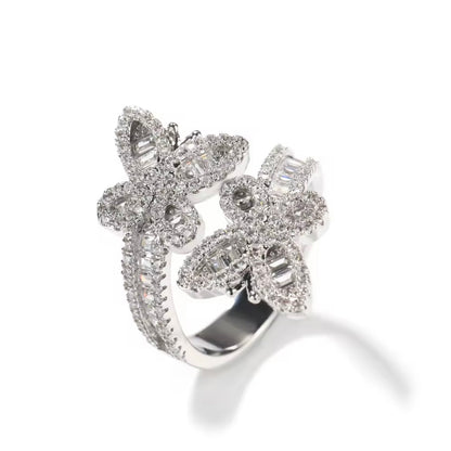 Blinged Out Butterfly Adjustable Ring